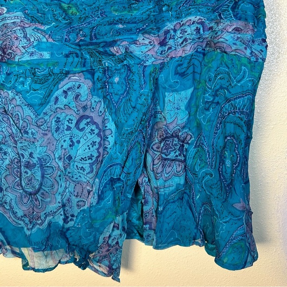 CAITE WOMAN Top Sleeveless Size 1X Blue Paisley Print Babydoll Fairy Whimsy NEW - Picture 8 of 11